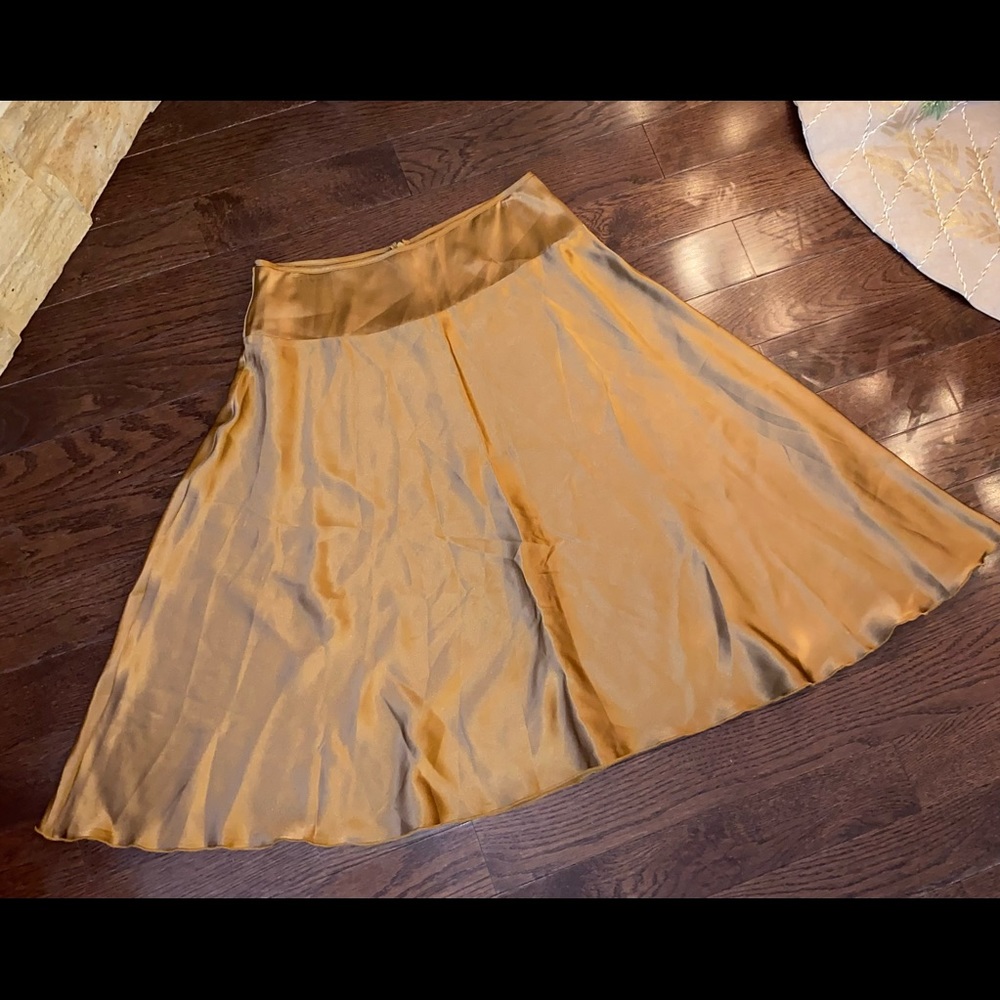 Vintage Classic 100% Silk Skirt in Gold #0774